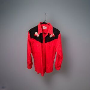 Vintage 90s Mens Medium Western Ely Diamond‎ Pearl Snap Button Shirt Rodeo